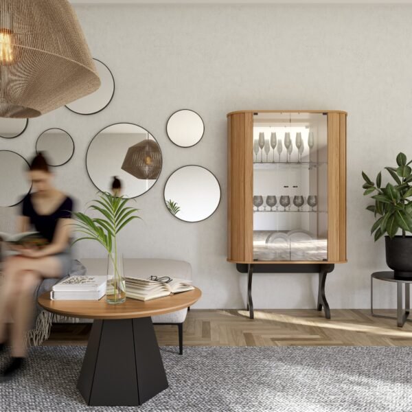 MESA DE CENTRO HEXAGONAL FREIJO / NEGRO MATE