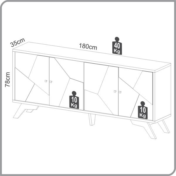 BUFFET RETRO 180CM C/04 PUERTAS  FREIJO / OFF WHITE - Imagen 2