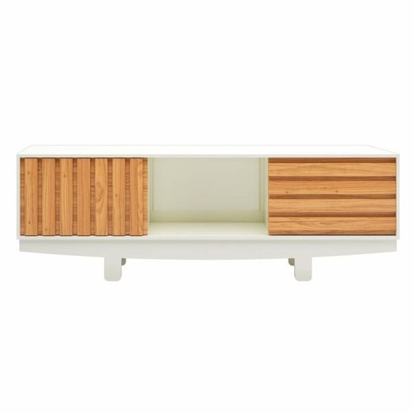 RACK PUERTAS CORREDIZAS BLANCO HUESO/ FREIJO - Imagen 2