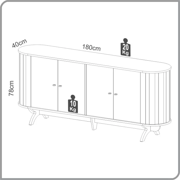 BUFFET CURVO C/4 PUERTAS FREIJO / NEGRO MATE - Imagen 2