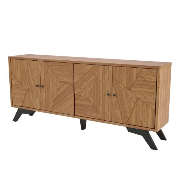 BUFFET RETRO 180CM C/4 PUERTAS FREIJO / NEGRO MATE - Imagen 4