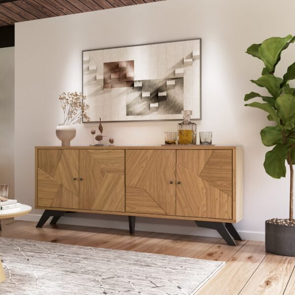 BUFFET RETRO 180CM C/4 PUERTAS FREIJO / NEGRO MATE