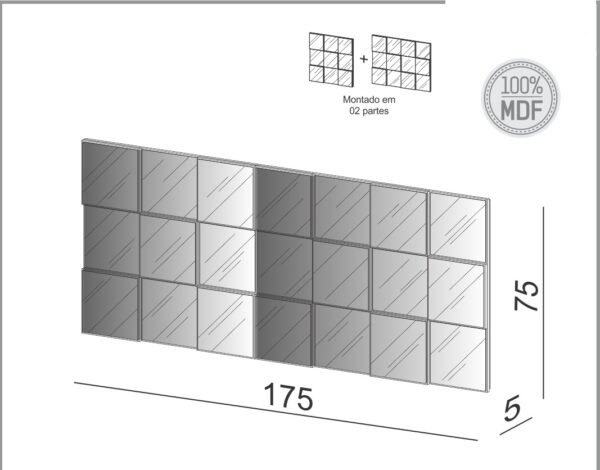 PANEL DE PARED 175CM - FREIJO - Imagen 2