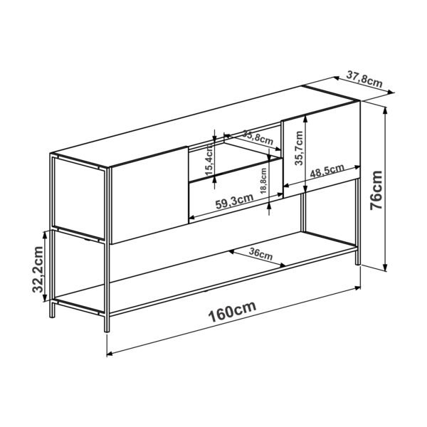 BUFFET INDUSTRIAL 160 CM VERMONT/ NEGRO - Imagen 2