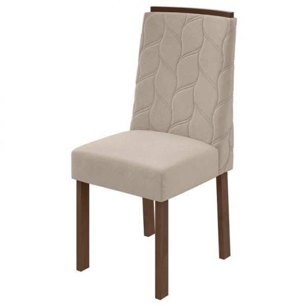 SILLA ASTRID TERCIOPELO CREMA NATURAL/ IMBUIA CLEAN