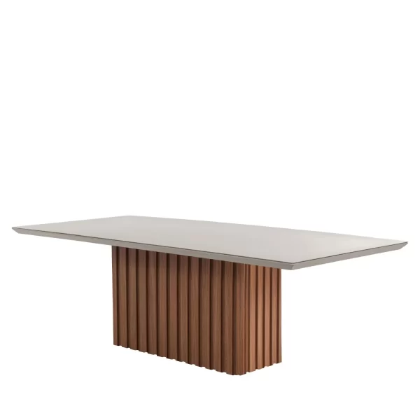 MESA DE COMEDOR LUCERNA 2400 C/ VIDRIO NATURAL/ BLANCO HUESO MATE - Imagen 4