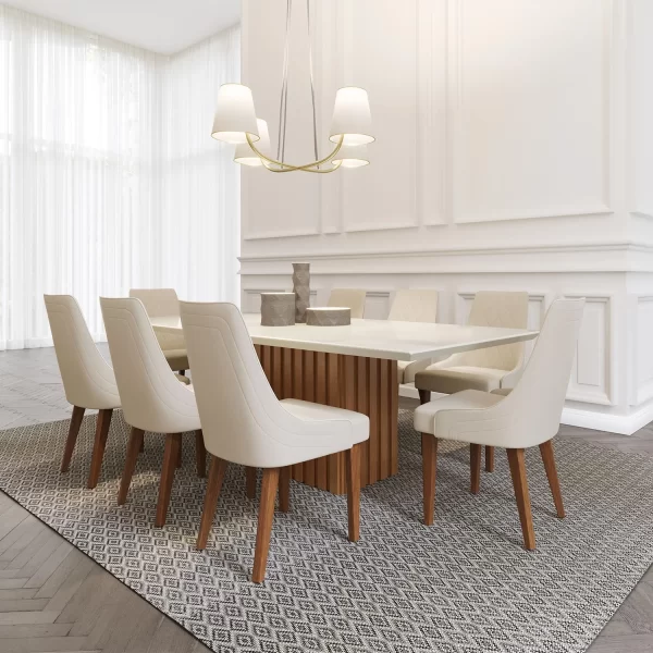 MESA DE COMEDOR LUCERNA 1840 NATURAL/ BLANCO HUESO MATE