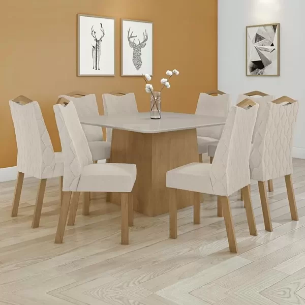 MESA NEVADA 130 CM ALMENDRA NATURAL/ BLANCO HUESO