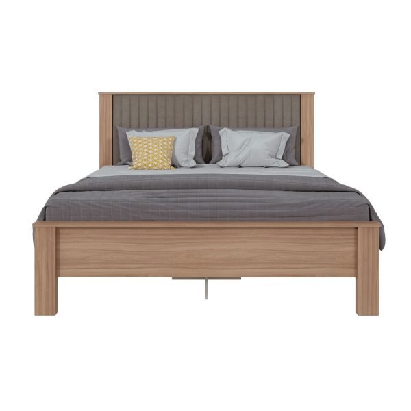 CAMA QUEEN BALI TEJIDO SUEDE ANIMALE BEGE/ ROBLE NATURAL - Imagen 3