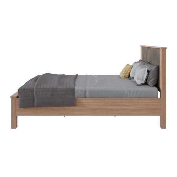 CAMA QUEEN BALI TEJIDO SUEDE ANIMALE BEGE/ ROBLE NATURAL - Imagen 4