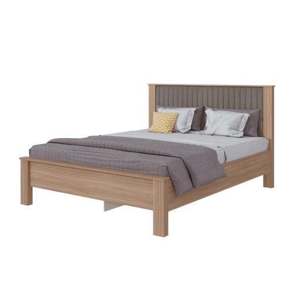 CAMA QUEEN BALI TEJIDO SUEDE ANIMALE BEGE/ ROBLE NATURAL - Imagen 5