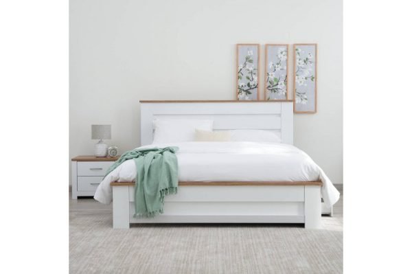 CAMA MATRIMONIO GENOVA 1.80 BLANCO/ CARV NAT/ BLANCO