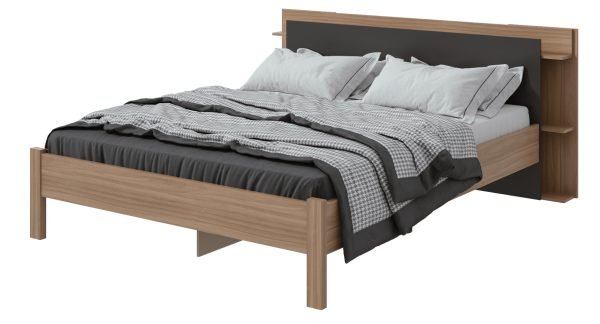 CAMA VALENCIA MATRIMONIO 1.60 + RESPALDO CARVALHO NATURALE/ NEGRO