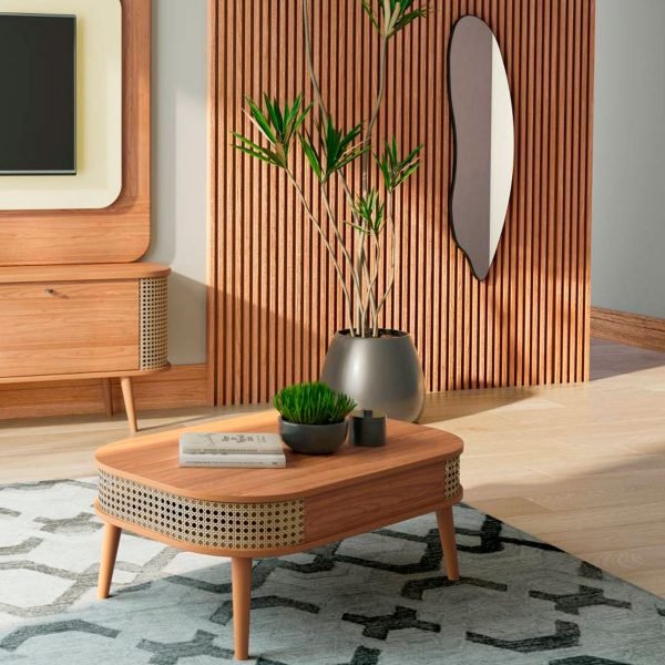MESA DE CENTRO DE 90CM-FREIJO/ TELA