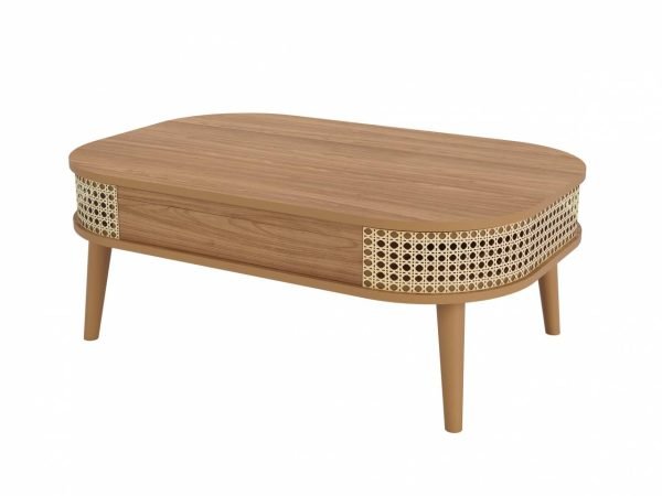 MESA DE CENTRO DE 90CM-FREIJO/ TELA - Imagen 2