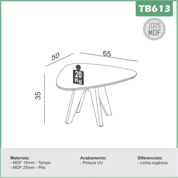 MESA DE CENTRO 65CM TRIANGULAR - Imagen 2