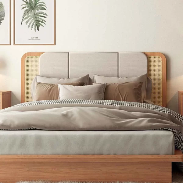 ESPALDAR 165CM CON TELA NATURAL- FREIJO/ LISO