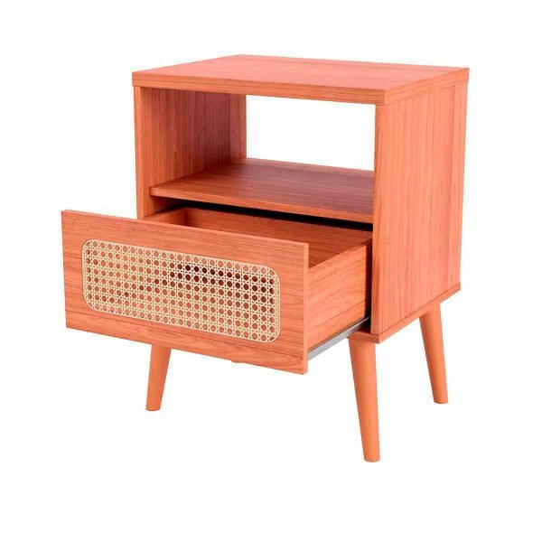 MESA DE NOCHE CON TELA NATURAL C/01 CAJON- FREIJO - Imagen 3