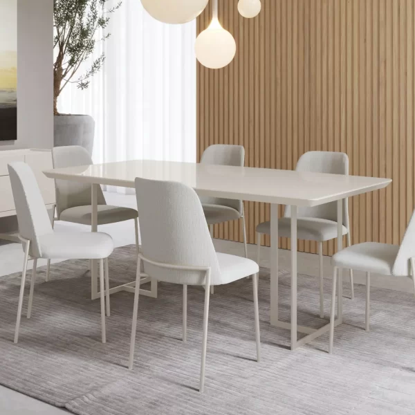 MESA DE COMEDOR IRON 1800X1000 BLANCO HUESO MATE