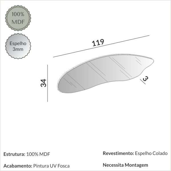 PANEL DECORATIVO CON ESPEJO 120CM - Imagen 2