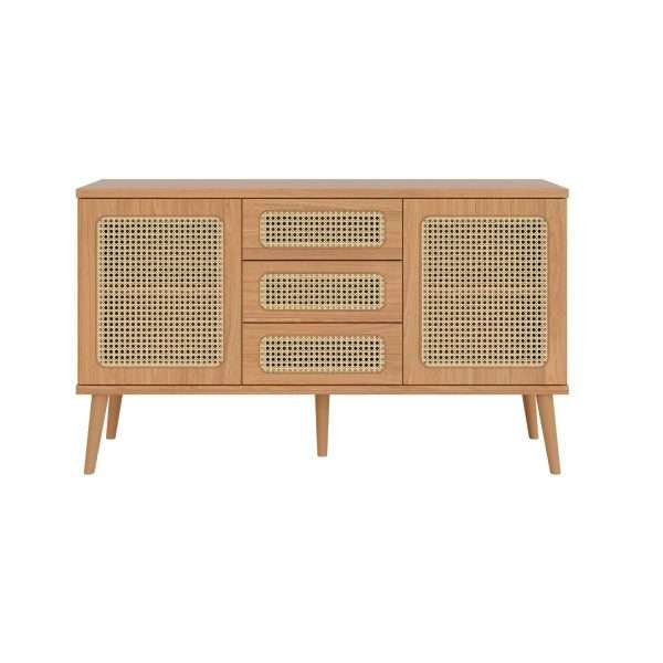 BUFFET CON TELA 135CM C/ 2 PUERTAS Y 3 GAVETAS - FREIJO - Imagen 4