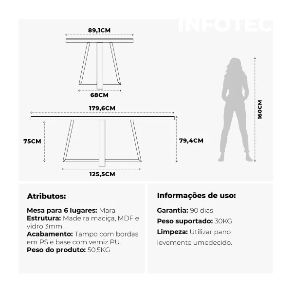 MESA DE COMEDOR MARA 1.8 NATURAL/ OFF WHITE GLOSS - Imagen 2