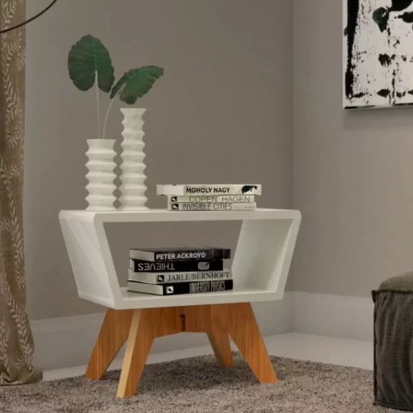 MESA DE CENTRO 65CM - OFF WHITE / FREIJO