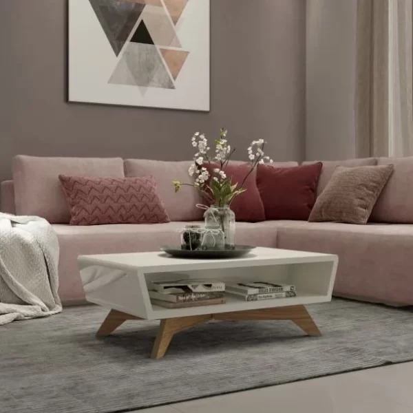 MESA DE CENTRO - OFF WHITE/FREIJO