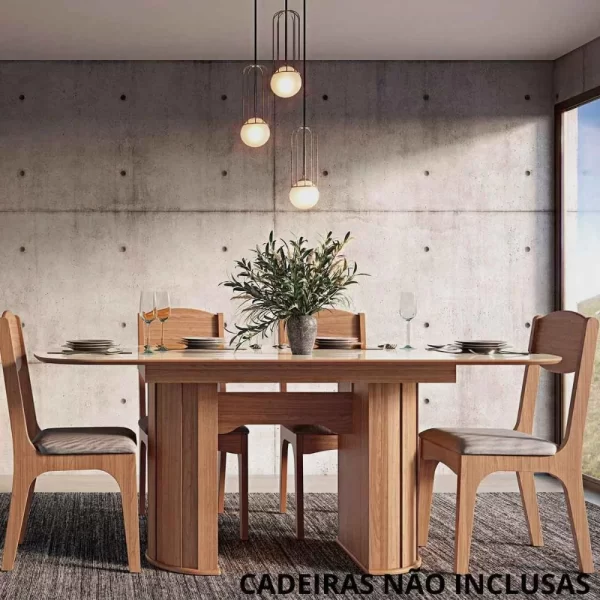 MESA EXTENSÍBLE 135CM/185CM - OFF WHITE / FREIJO