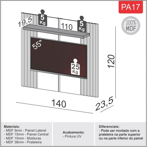 PANEL 140CM  OFF WHITE / FREIJO - Imagen 2