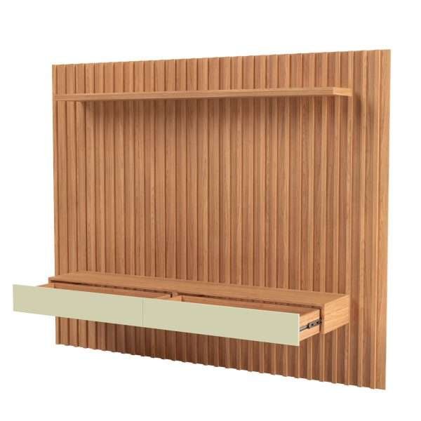 PANEL DE PARED DE 223CM C/02 CAJONES - FREIJO/ BLANCO HUESO - Imagen 2