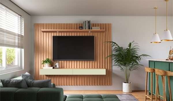 PANEL DE PARED DE 223CM C/02 CAJONES - FREIJO/ BLANCO HUESO