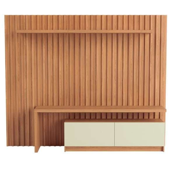 RACK  DE 223CM C/02 CAJONES - FREIJO/ BLANCO HUESO - Imagen 2