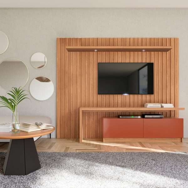 RACK  DE 228CM C/02 CAJONES - FREIJO / TERRA