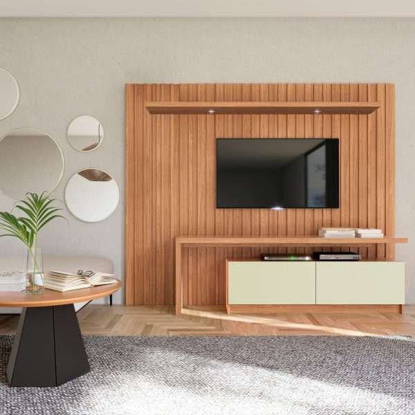 RACK  DE 223CM C/02 CAJONES - FREIJO/ BLANCO HUESO - Imagen 4