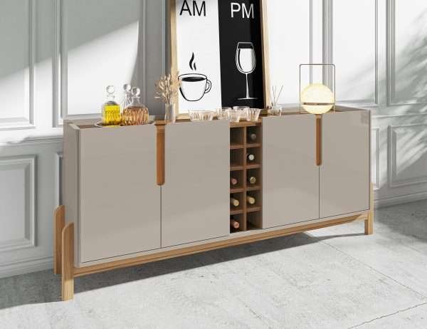 BUFFET LIZZ 190 CM 4 PUERTAS OFF WHITE HIGH GLOSS/CEDAR