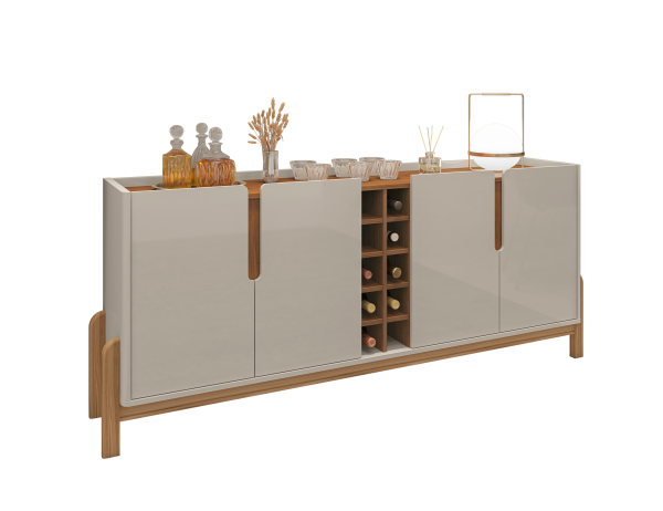 BUFFET LIZZ 190 CM 4 PUERTAS OFF WHITE HIGH GLOSS/CEDAR - Imagen 3