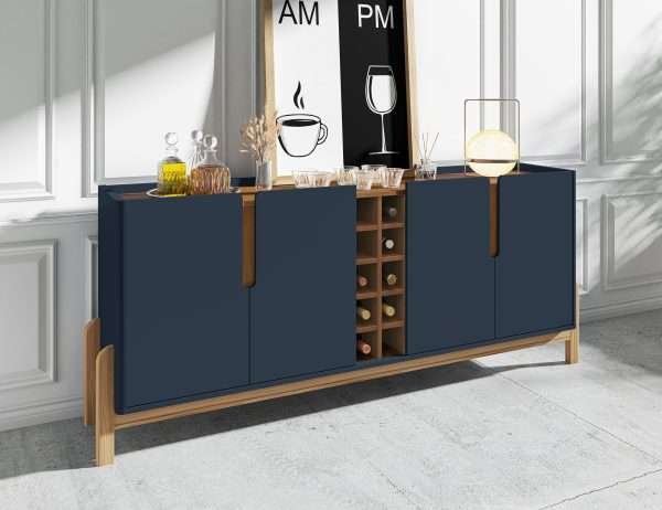 BUFFET LIZZ 190 CM 4 PUERTAS COBALT BLUE/CEDAR