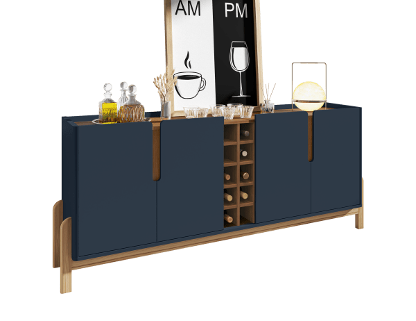BUFFET LIZZ 190 CM 4 PUERTAS COBALT BLUE/CEDAR - Imagen 4
