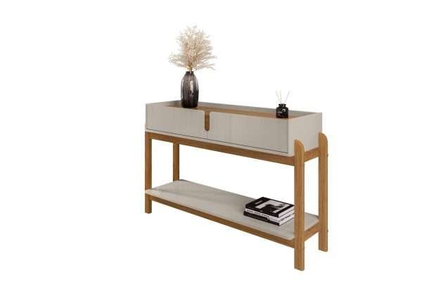 REPISA LIZZ CON 2 GAVETAS OFF WHITE HIGH GLOSS/CEDAR - Imagen 6