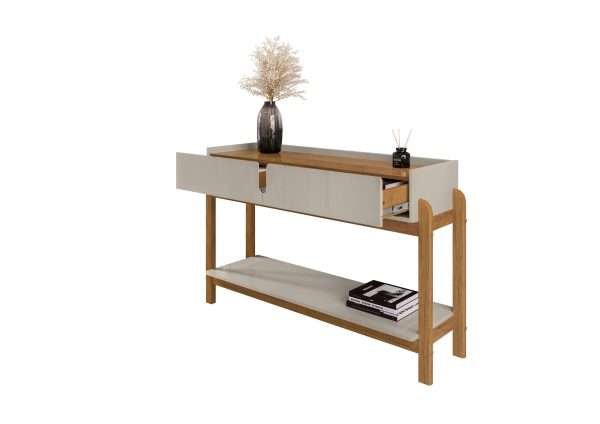 REPISA LIZZ CON 2 GAVETAS OFF WHITE HIGH GLOSS/CEDAR - Imagen 4