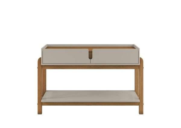 REPISA LIZZ CON 2 GAVETAS OFF WHITE HIGH GLOSS/CEDAR - Imagen 5