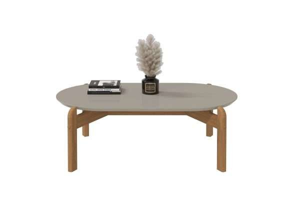 MESA DE CENTRO LIZZ OBLONGA OFF WHITE HIGH GLOSS/ CEDAR - Imagen 4