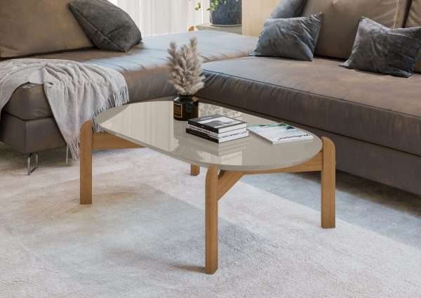 MESA DE CENTRO LIZZ OBLONGA OFF WHITE HIGH GLOSS/ CEDAR