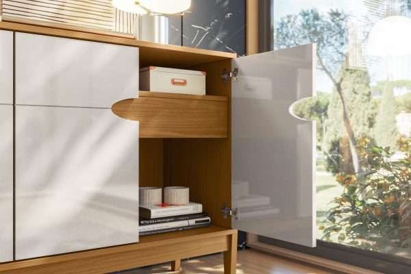 BUFFET INTENSE CON 4 PUERTAS FREIJO/PEARL OFF WHITE - Imagen 4