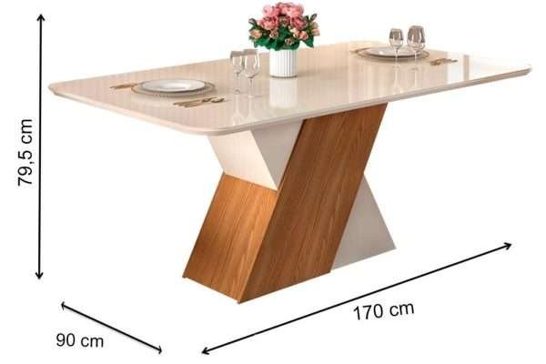 MESA RUBI 170X90X2.5 FREIJO/OFF WHITE - Imagen 2