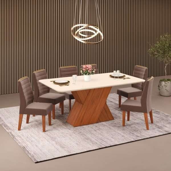 MESA RUBI 170X90X2.5 FREIJO/OFF WHITE