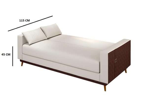 SOFA CAMA ESTHER BASE REVESTIDA LEATHER MARRON/ BLANCO - Imagen 3