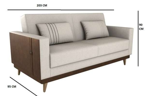 SOFA CAMA ESTHER BASE REVESTIDA LEATHER MARRON/ BLANCO - Imagen 2
