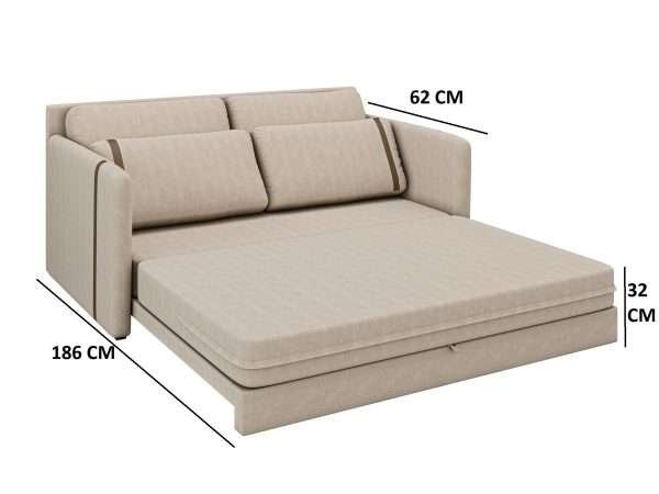 SOFA CAMA MARTINA NEW LEATHER MARRON/ ARENA - Imagen 2